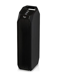 lago air purifier for home with true hepa odor reducing carbon filters up to 222 sq ft - silent, multiple purification speeds - reduces pet dander, pollen, smoke, dust (black)