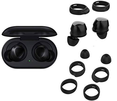 Zotech 8 Pair Eartips Set Anti Slip Earhooks Kit for Samsung Galaxy Buds 5 Pairs Silicone Earbud Eartips XS/S/M/L/XL, 3 Pairs Earhooks S/M/L (Black)