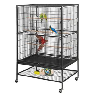 jhsomdr bird cage 52 inch standing wrought iron large parrot cage for cockatiels african grey quaker parrotlet green cheek indian ring neck pigeons parakeets flight cage with rolling stand