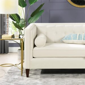 Jennifer Taylor Home Jack, 84" Sofa, Cloud White Performance Velvet