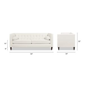 Jennifer Taylor Home Jack, 84" Sofa, Cloud White Performance Velvet