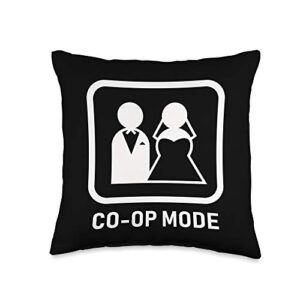 funny gamer couple designs gamer couple/marriage gift idea-funny video game co-op throw pillow, 16x16, multicolor