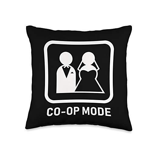 Funny Gamer Couple Designs Gamer Couple/Marriage Gift Idea-Funny Video Game Co-op Throw Pillow, 16x16, Multicolor