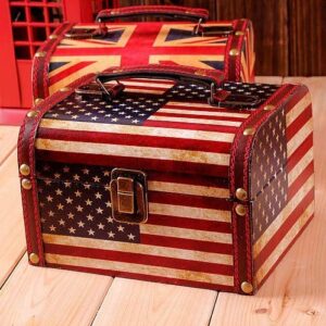 luisong yh-ke crafts ornaments statues   vintage british wind hand-painted suitcase jewelry box rice word creative storage box storage box storage box
