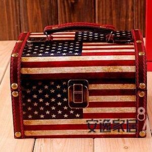 LUISONG YH-KE Crafts Ornaments Statues   Vintage British Wind Hand-Painted Suitcase Jewelry Box Rice Word Creative Storage Box Storage Box Storage Box