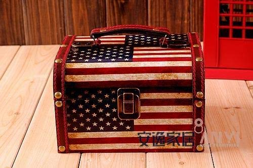 LUISONG YH-KE Crafts Ornaments Statues   Vintage British Wind Hand-Painted Suitcase Jewelry Box Rice Word Creative Storage Box Storage Box Storage Box