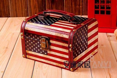 LUISONG YH-KE Crafts Ornaments Statues   Vintage British Wind Hand-Painted Suitcase Jewelry Box Rice Word Creative Storage Box Storage Box Storage Box