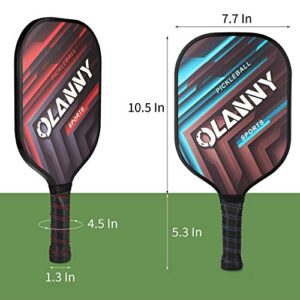 OLANNY Pickleball Paddles Set | Pickleball Set Includes 4 Pickleball Paddles + 6 Balls+ 4 Replacement Soft Grip + 1 Portable Carry Bag | Premium Rackets Face & Polymer Honeycomb Core