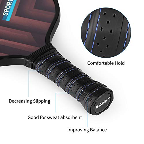 OLANNY Pickleball Paddles Set | Pickleball Set Includes 4 Pickleball Paddles + 6 Balls+ 4 Replacement Soft Grip + 1 Portable Carry Bag | Premium Rackets Face & Polymer Honeycomb Core