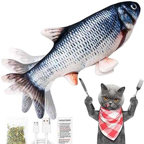 Backagin Fish Cat Toys 11" 2022 Upgraded, Realistic Dancing Fish Cat Chew Toy, Moving Fish Cat Kicker Toy, Fish Cat Toys, Catnip Toys Dog Toys, Kitten Toys, Chargeable