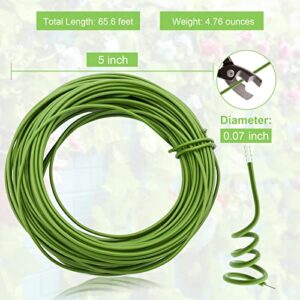 Plant Ties 65.6 Feet, All-Purpose Garden Wire Ties, Plant Wire, Soft Twist, Green Coated Twist Plant Ties, Green Plant Ties, Plant Twist Ties for Plant Support, Home & Office