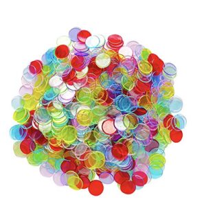 seetooogames 1000 pieces 3/4 inch transparent 8 color bingo counting chips plastic markers