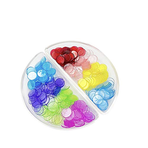 SEETOOOGAMES 1000 Pieces 3/4 inch Transparent 8 Color Bingo Counting Chips Plastic Markers