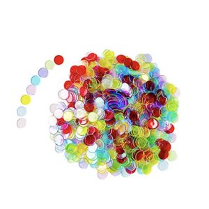 SEETOOOGAMES 1000 Pieces 3/4 inch Transparent 8 Color Bingo Counting Chips Plastic Markers