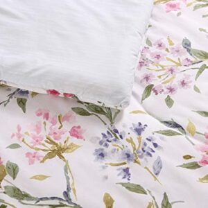 Laura Ashley Home | Meadow Breeze Collection | Comforter Set - 100% Cotton, Reversible Bedding with Matching Shams and Bonus Decorative Pillows, Queen, Purple