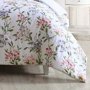 Laura Ashley Home | Meadow Breeze Collection | Comforter Set - 100% Cotton, Reversible Bedding with Matching Shams and Bonus Decorative Pillows, Queen, Purple