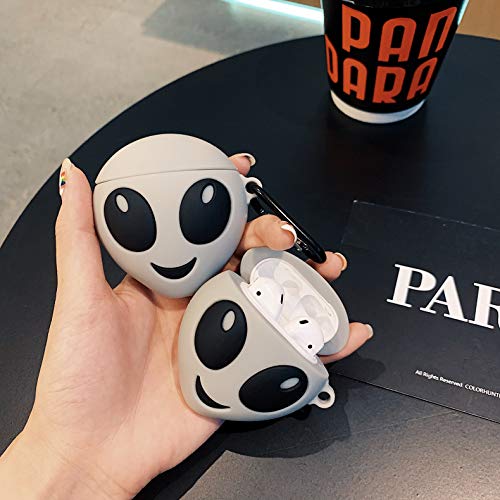 Oqplog for Airpod 2/1 for AirPods Case 3D Cute Fun Cartoon Fashion Funny Character Air Pods 2&1 Cover Design for Men Girls Women Teen Boys Unique Kawaii Trendy Soft Silicone Cases – Luminous Alien