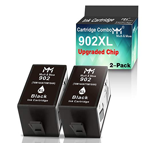 MM MUCH & MORE Compatible Ink Cartridge Replacement for HP 902 XL 902XL to Used with Officejet 6961 6979 6951 6954 6956 6958 6962 6950 Officejet Pro 6974 6968 6970 6975 6978 6960 6979 (2 x Black)