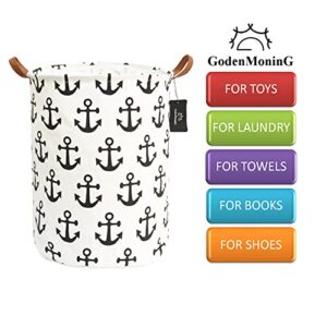 laundry baskets,bedroom hamper,kitchen organization,GodenMoninG 62.8L Waterproof Round Cotton Linen Collapsible storage basket. (Anchor)