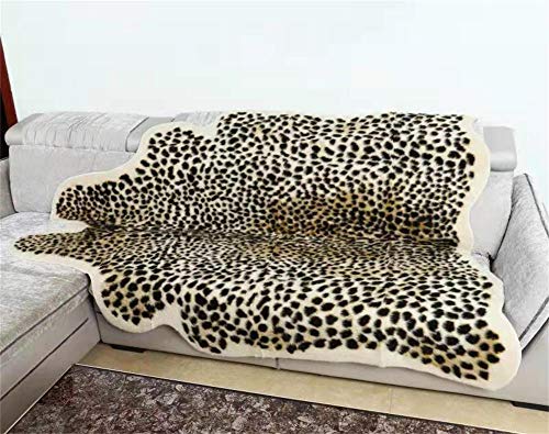 Huichenxing2021FURSTORE Faux Cheetah Area Rug Animals Printed Hide Mats Leopard Faux Hide Area Rug 5.2ft x 6.5ft/ 63 x 78.7inch / 160 x 200cm