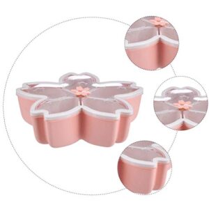 Cabilock Flower Snack Tray with Cherry Blossom Shape Fruits Box Compartment Dish Round Party Serving Tray Plastic Clear Fruits Veggie Plates Candy Container Pink