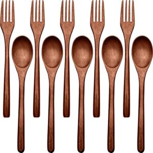 new wooden spoons forks set including wooden spoons and wooden forks japanese wooden utensil set reusable handmade natural wood flatware set for cooking stirring eating (10)