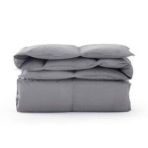 Amazon Brand - Pinzon All-Season Ultra Soft Down Comforter Duvet Insert, 100% Cotton, Medium Warmth For All Season- Grey, King