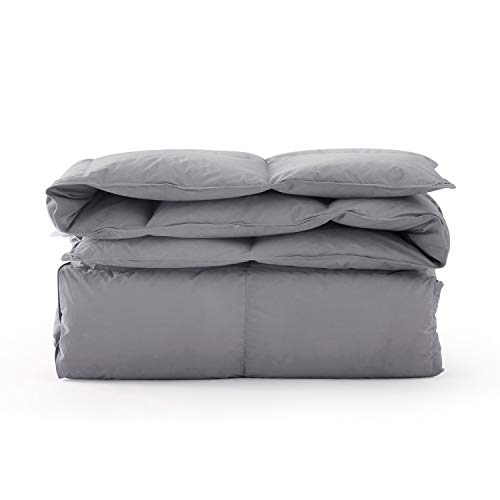 Amazon Brand - Pinzon All-Season Ultra Soft Down Comforter Duvet Insert, 100% Cotton, Medium Warmth For All Season- Grey, King