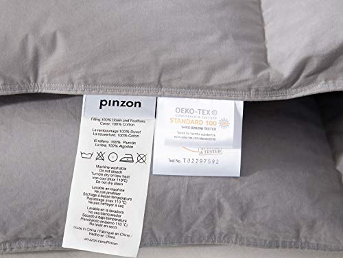 Amazon Brand - Pinzon All-Season Ultra Soft Down Comforter Duvet Insert, 100% Cotton, Medium Warmth For All Season- Grey, King