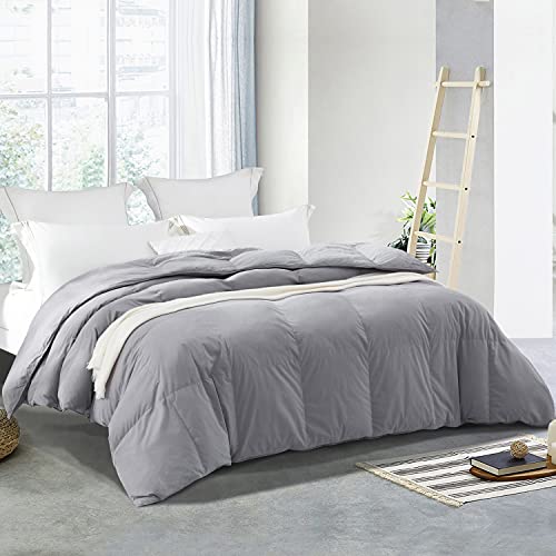 Amazon Brand - Pinzon All-Season Ultra Soft Down Comforter Duvet Insert, 100% Cotton, Medium Warmth For All Season- Grey, King