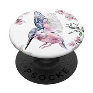 floral hummingbird phone grip,cell phone button holder white popsockets popgrip: swappable grip for phones & tablets