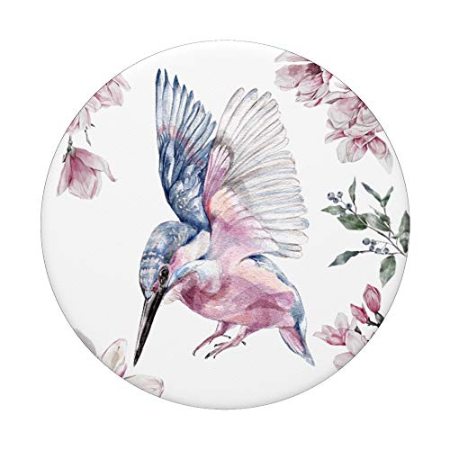 Floral Hummingbird Phone Grip,Cell Phone Button Holder White PopSockets PopGrip: Swappable Grip for Phones & Tablets