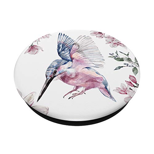 Floral Hummingbird Phone Grip,Cell Phone Button Holder White PopSockets PopGrip: Swappable Grip for Phones & Tablets