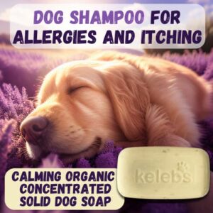 Kelebs Dog Shampoo | Allergies and itching | Dog Shampoo for Sensitive Skin | Puppy Shampoo | All Natural Dog Soap Bar with Lavender Oil & Oatmeal | for Smelly Dogs, Zero Plastic Vegan 3PCS