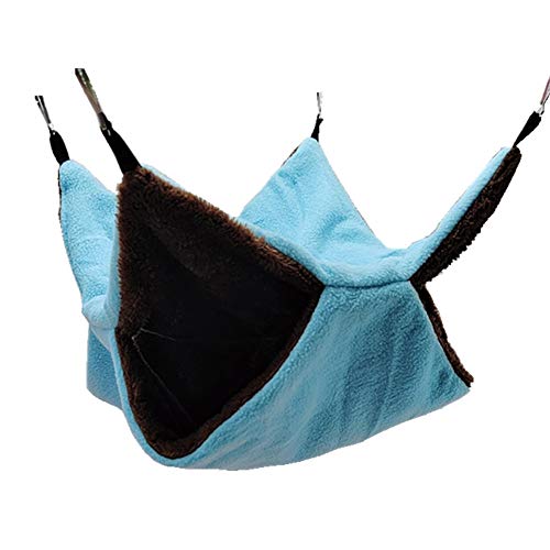 Keersi Bird Nest Double Layer Hanging Hammock Bed Toy for Parrot Parakeet Cockatiel Conure Cockatoo African Grey Amazon Lovebird Finch Budgie Hamster Rat Gerbils Chinchilla Cage Perch (Blue)