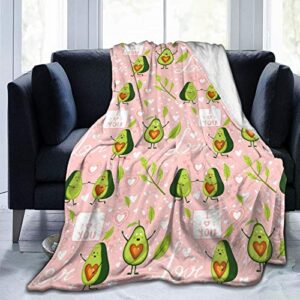 i love you avocado fleece throw blanket cozy soft plush blanket for sofa couch bed - 60" x 50"
