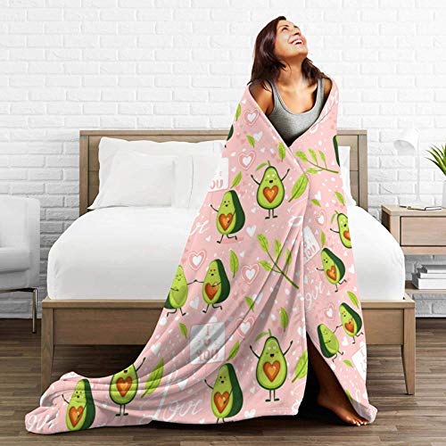 I Love You Avocado Fleece Throw Blanket Cozy Soft Plush Blanket for Sofa Couch Bed - 60" X 50"