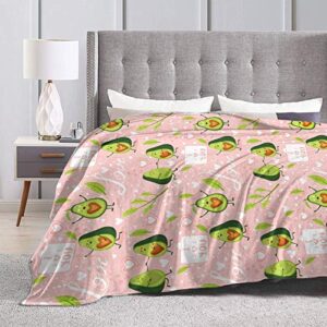 I Love You Avocado Fleece Throw Blanket Cozy Soft Plush Blanket for Sofa Couch Bed - 60" X 50"