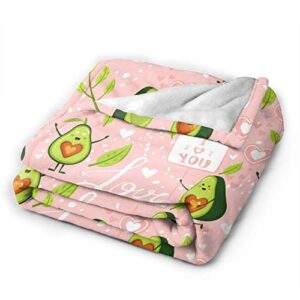 I Love You Avocado Fleece Throw Blanket Cozy Soft Plush Blanket for Sofa Couch Bed - 60" X 50"