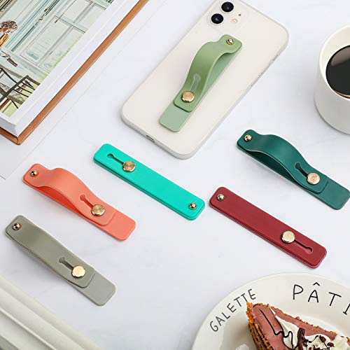 12 Pieces Phone Grip Strap Telescopic Finger Strap Bracket Portable Phone Finger Kickstand Strap Phone Grip Holder Silicone Mobile Phone Grip Stand for Most Smartphone and Tablets (Soft Colors)