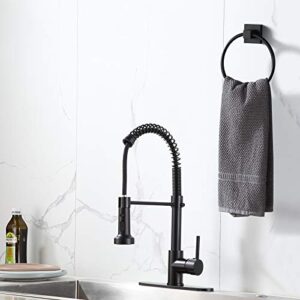 BVL Towel Ring Black, Hand Towel Holder Ring Hanger for Bathroom Kitchen ,Metal Round Towel Holder Wall Mounted Towel Rack,2 Pack 206322
