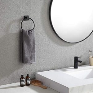 BVL Towel Ring Black, Hand Towel Holder Ring Hanger for Bathroom Kitchen ,Metal Round Towel Holder Wall Mounted Towel Rack,2 Pack 206322