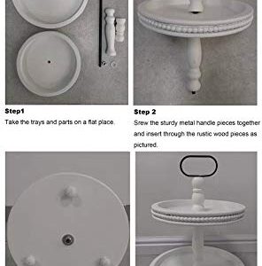 2 Tiered Tray Wooden Serving Stand Small Beaded Tray for Home Decor Display Farmhouse Country Decoration Kitchen or Dining or Room