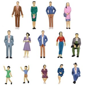 P3001 28pcs 1:30 Painted Figures I Scale Standing and Seat People Assorted Poses Model Trains