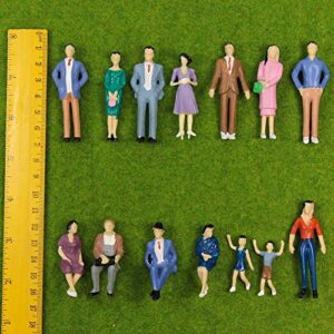 P3001 28pcs 1:30 Painted Figures I Scale Standing and Seat People Assorted Poses Model Trains