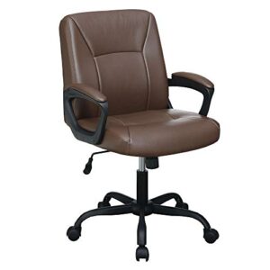 poundex adjustable height office chair with padded armrests in brown