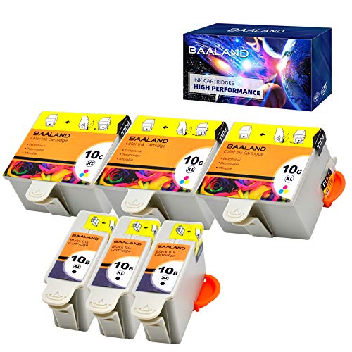 BAALAND Compatible Kodak Ink Cartridges 10B and 10C (3 Black, 3 Color) ESP 3250 Ink Use for Kodak Printer ESP3250 5100 5300 5500 ESP5250 ESP3 ESP5 ESP7 ESP9 Hero 7.1, 9.1