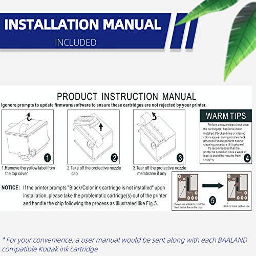 BAALAND Compatible Kodak Ink Cartridges 10B and 10C (3 Black, 3 Color) ESP 3250 Ink Use for Kodak Printer ESP3250 5100 5300 5500 ESP5250 ESP3 ESP5 ESP7 ESP9 Hero 7.1, 9.1