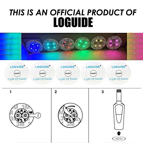 LOGUDIE LED Coaster,12 Pack Light Up Coasters,7Colors RGB LED Bottle Lights,Bottle Glorifier, LED Sticker Coaster Discs Light Up for Drinks,Flash Light Up Cup Coaster Flashing Shots Light (Multicolor)