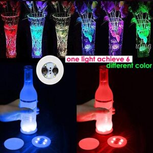 LOGUDIE LED Coaster,12 Pack Light Up Coasters,7Colors RGB LED Bottle Lights,Bottle Glorifier, LED Sticker Coaster Discs Light Up for Drinks,Flash Light Up Cup Coaster Flashing Shots Light (Multicolor)